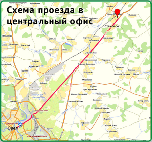 Схема проезда в центральный офис ООО Технодом в Орле